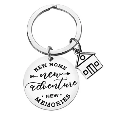 Image of Dabihu For New Home Keyring Keychain Adventures memories First Gift Housewarming Realtor Closing Gifts House Moving in Key Chain Owners