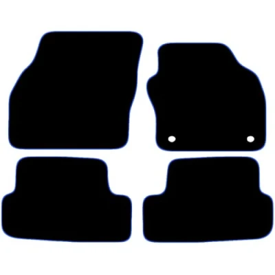 Image of Carsio Carpet Car Mats For Seat Ibiza 2017+ Onwards 4 Piece Set Tailored Fit Floor Mat Complete Accessory Black Custom Fitted All Weather, Anti Slip Backing &amp; Blue Trim