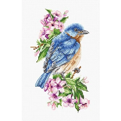 Image of Cross Stitch Kit Luca S Blue Bird on The Branch B1198