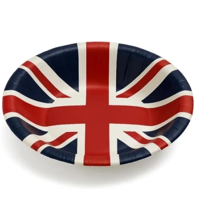 Image of RockParty Union Jack Tableware Olympics Great Britain GB Flag Paper Bowls (24 x Bowls)