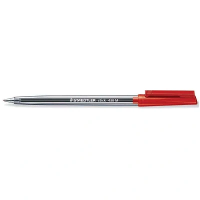 Image of STAEDTLER 430 Ballpoint Pen, Medium Tip: 1 mm, red: 0.35 mm Nib, Pack of 10, Ref. M 2 red confezione