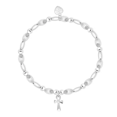 Image of Life Charms Silver Ankh Cross Charm Bracelet in Gift Box