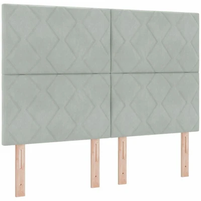 Image of vidaXL Headboard with Diamond Block Design in Light Grey 160cm Velvet