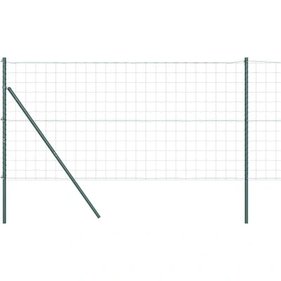 Image of vidaXL Euro Fence with 13 Posts 1x25 m Galvanised Steel Green