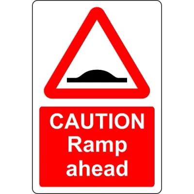 Image of Caution ramp ahead/Speed hump sign 3mm Aluminium (400mm x 300mm)