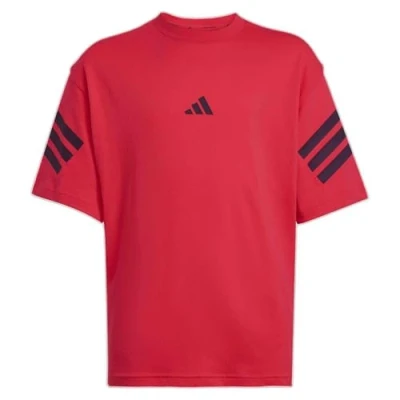 Image of adidas Performance Future Icons 3 Stripes Junior Unisex Print Tshirt for kids, Size: 9 10y, Pure ruby/black