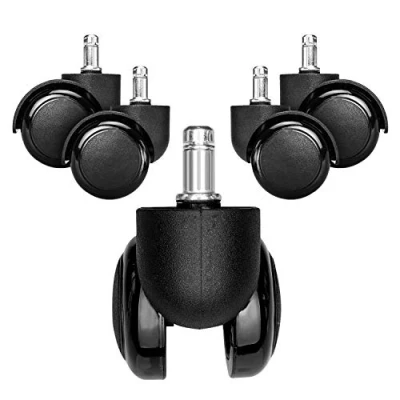 Image of kwmobile Office Chair Wheels 10mm Pack of 5 Furniture Castors 50mm Diameter Replacement Wheel Casters for Wooden, Laminate, Tile Floors Black