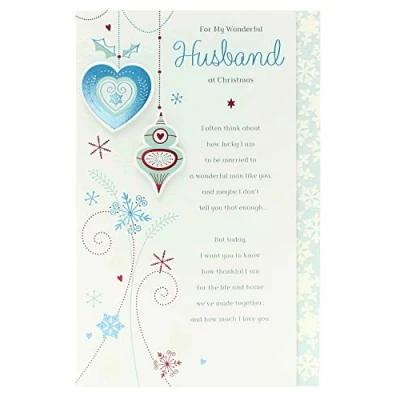 Image of Wonderful Husband Traditional Embellished Christmas Card Special Xmas Cards