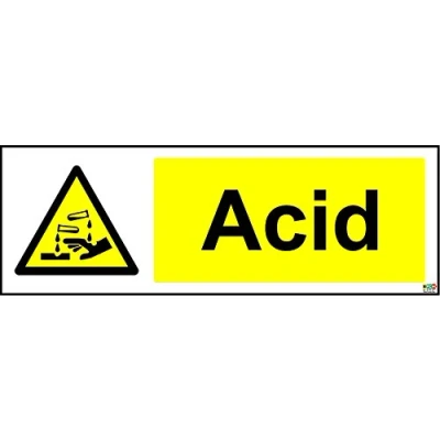 Image of Warning Acid Safety Sign Self Adhesive Sticker 300mm x 100mm