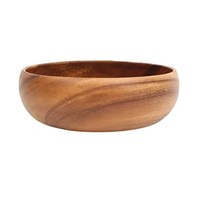 Image of Premier Housewares Acacia Wood Salad Bowl Large Hand Carved Bowl,26 x 26 8 cm