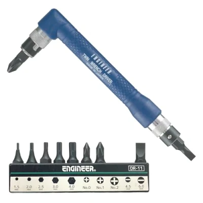Image of ENGINEER dr 07 Double Ended Angled Screwdriver with Assorted bits (&#039;Twin Wrench&#039; Driver) Made in Japan6, Red / Black
