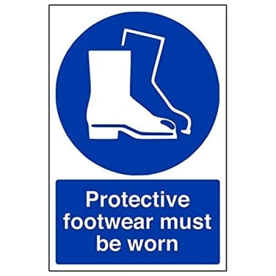 Image of VSafety Protective Footwear Must Be Worn In This Area PPE Sign Portrait 200mm x 300mm 1mm Rigid Plastic
