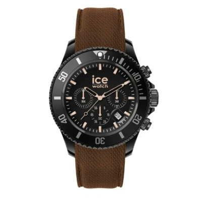 Image of Ice WATCH Chrono Black Brown Men&#039;s Wristwatch With Silicon Strap 020625 (Large)