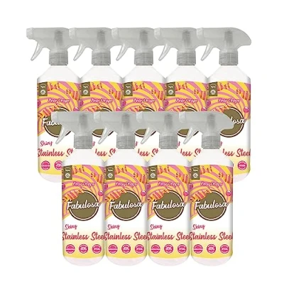 Image of Fabulosa Multi Purpose Antibacterial Stainless Steel Trigger Spray with Lasting Fragrance, Pack of 9, 500ml, Pear Drops