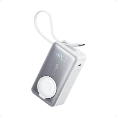 Image of Anker MagGo Power Bank For Apple Watch, Officially Certified 10,000mAh Compact Portable Charger with Built In USB C Cable, 35W Max Battery Pack, iPhone 16/15 Series, iPad, AirPods, and More