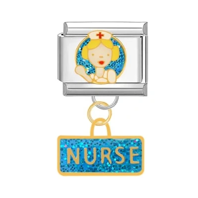 Image of Quiges 9mm Italian Style Charm Link Module Stainless Steel Nurse Hanger for Bracelets