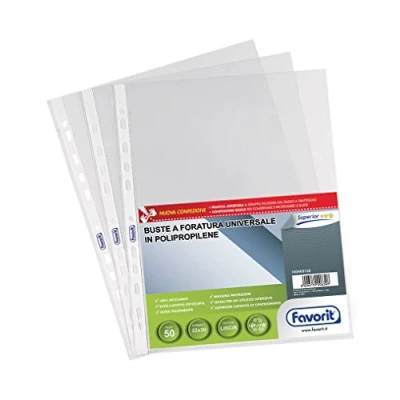 Image of Favorit Buste Perforate, Lucide, Alto Spessore, 22 x 30 cm, 50 Pezzi, Trasparenti