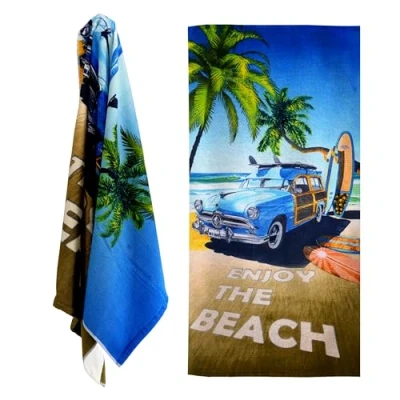 Image of GEEZY Large Microfibre Beach Bath Towel Lightweight Sports Travel Gym Summer Towels (Enjoy The Beach)