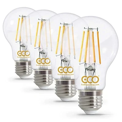 Image of ECO 40W Energy Saving Light Bulb, Low 4W Filament LED, 400 Lumen, Clear Glass, Warm White (2700K), E27 Edison Screw, 25000Hrs Lifetime. (4X Bulb Pack).