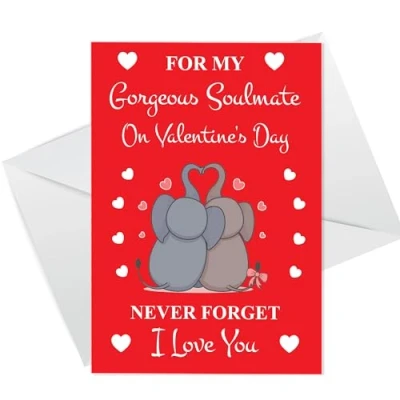 Image of RED OCEAN Valentines Day Card For Soulmate, I Love You Card, Husband Wife Boyfriend Girlfriend Him, Greetings With Envelope