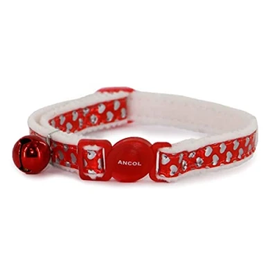Image of Ancol Reflective Gloss Hearts Safety Cat Collar, RED