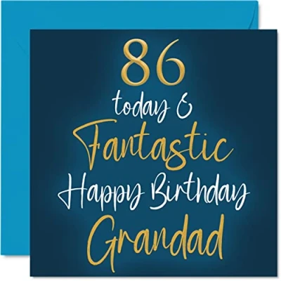 Image of Fantastic 86th Birthday Cards for Grandad 86 Today &amp; Happy Card from Grandson Granddaughter, Gifts, 145mm x Greeting