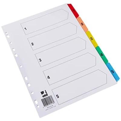 Image of Q Connect 1 5 Index Multi punched Reinforced Board Colour Numbered Tabs A4 White KF01518