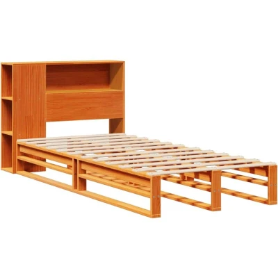 Image of vidaXL Bookcase Bed without Mattress Wax Brown 75x190 cm Small Single Solid Wood