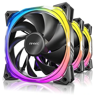 Image of Antec Fusion 12cm PWM ARGB Case Fans x3, Hydraulic Bearing, 16 LEDs, Anti Vibration, Up to 2000 RPM, Black, ARGB/PWM Controller