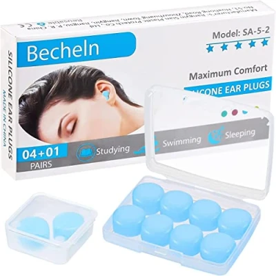 Image of Reusable Silicone Ear Plugs, Waterproof Noise Cancelling EarPlugs for Sleeping, Mowing, Swimming, Airplanes, Concerts