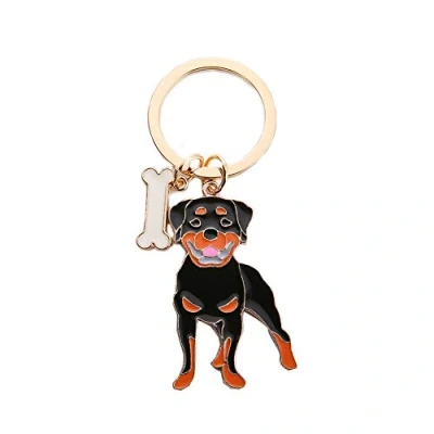Image of Dog Key ring Keychain,10cm Cute Metal Keychain Keyring Keyfob Bag Charm Best Birthday (Rottweiler)