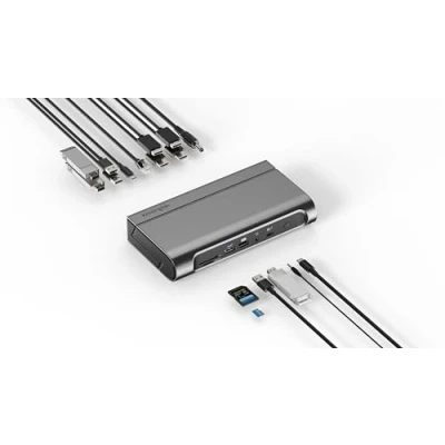 Image of Kensington AD4010T4 Thunderbolt 4, USB4 Docking Station, Quad 4K Display, up to 100W Power Delivery, 2 x HDMI, DP, 2.5Gbps Ethernet, SD Card Readers, Windows &amp; macOS Compatible (K32852EU)