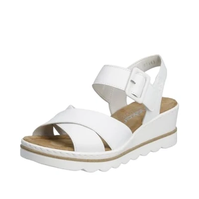 Image of Rieker Women sandals 67463, Ladies Strappy (White, UK Footwear Size System, Adult, Women, Numeric, Medium, 7.5)