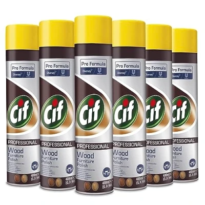 Image of 6 Pack of 400ml Cif Pro Formula Professional Wood Furniture Polish for long lasting Surface Protection