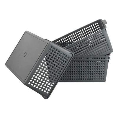 Image of Gloreen Set of 4 Plastic Storage Basket, Multipurpose Basket for Organizer, Grey