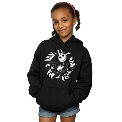 Image of Disney Girls Nightmare Before Christmas Jack Bat Circle Hoodie Black 12 13 Years