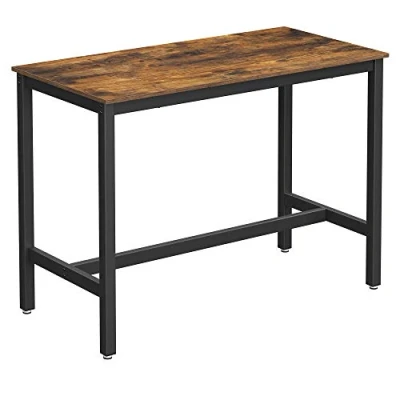 Image of VASAGLE Bar Table, Industrial Kitchen Dining Table With Solid Metal Frame, for Cocktails, Bar, Party Cellar, Restaurant, Living Room, Wood Look, 120 x 60 90 cm LBT91X