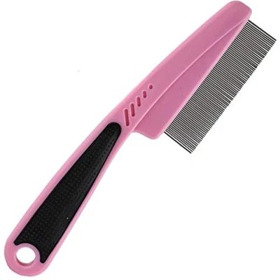 Image of Pet Hair Comb Fine Flea For Dogs Cats Puppy Animals (Pink)