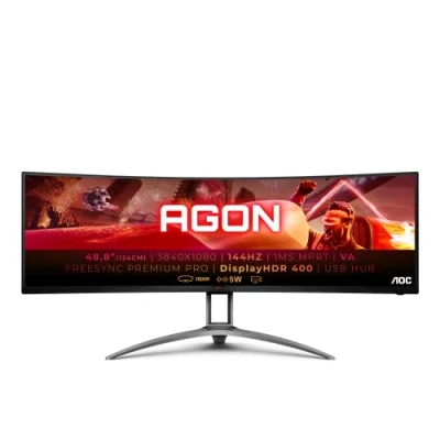 Image of AOC AGON AG493QCX 49 Inch Dual FHD Curved Gaming Monitor, 144Hz, VA, 4ms GTG, Height Adjust, USB Hub, FreeSync Premium, Speakers (3840x1080 @ 400 cd/m²,HDMI 2.0 / DP 1.2 3.1)