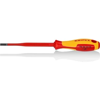 Image of Knipex Screwdriver (Slim) for slotted screws burnished, insulating multi component handle, VDE tested 232 mm 98 20 55 SL