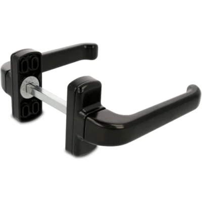 Image of Amig Rosettes Door Handle Set Epsilon Model Aluminium 132 x 70 mm 8 Square Colour: Black