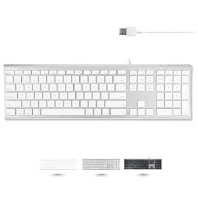 Image of Macally Ultra Slim USB Wired Computer Keyboard Compatible Apple or Windows Full Size with 20 Mac Keys Low Profile for iMac Desktop, Macbook Pro/Air