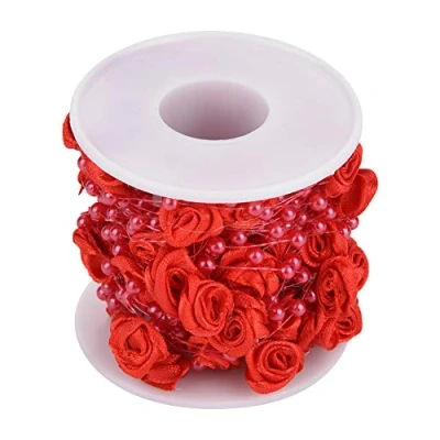 Image of HEEPDD 32.8 Feet Rose Pearl String, Artificial Flowers Beads Chain Garland for DIY Wedding Party Decoration Bridal Bouquet