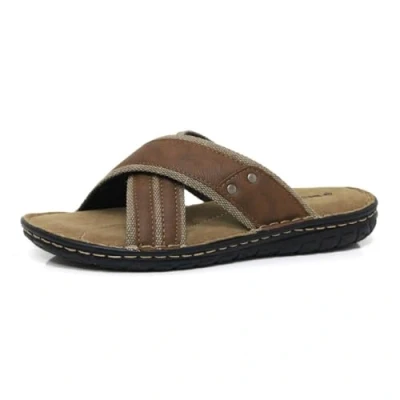 Image of DUNLOP Mens Sandals Memory Foam Touch Fastening Open Toe Flip Flop Mules Summer Shoes (Kaleb Brown, UK Footwear Size System, Adult, Men, Numeric, Medium, 7)