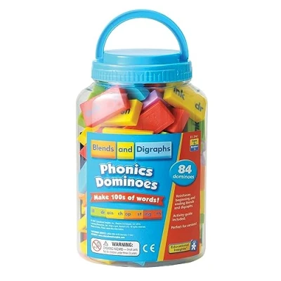 Image of Learning Resources Phonics Dominoes Blends &amp; Digraphs, Multicoloured, 7.4 x 4.8 3.3 inches