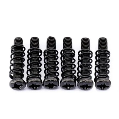 Image of Musiclily Pro Metric M3x16mm Steel Saddle Intonation Screws and Springs Set for Import Strat Style Electric Guitar Tremolo Bridge, Black (Set of 6)