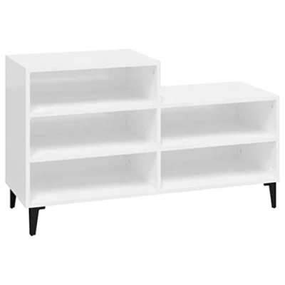 Image of vidaXL Shoe Cabinet Hallway Living Room Storage Rack Organiser Cupboard Shelf Stand Holder Unit High Gloss White Engineered Wood