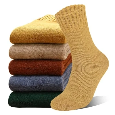 Image of VoJoPi Women Socks, 5 Pairs Ladies Thermal Wool Cushioned Cozy Boot Socks for Hiking Walking Casual, UK 4 8