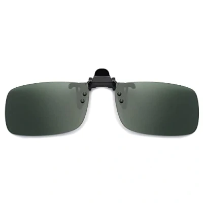 Image of JM Polarized Clip on Sunglasses Frameless Flip Up Lens for Prescription Glasses Green 57 * 36