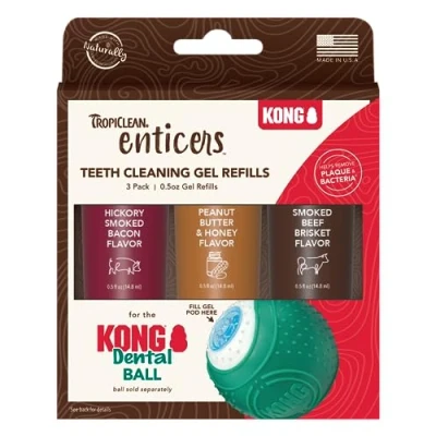 Image of Tropiclean Enticers Teeth Cleaning Gel Variety Pack for Kong Dental Ball